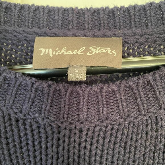 Michael Starts blue knit sweater with lace up sleeves - Picture 2 of 5
